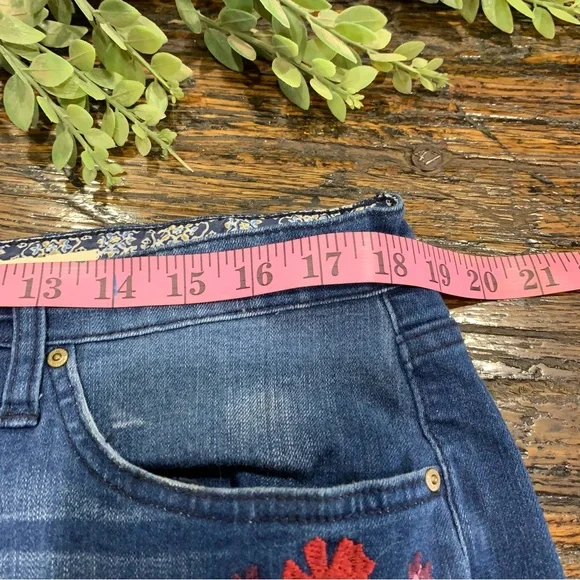 Vintage America Blue Jeans Embroidered Embroidery Floral Bestie Skinny 14 - Picture 12 of 16
